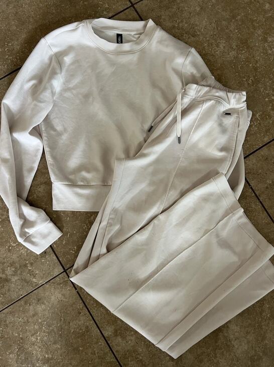 Vuori Tops - NWOT Vuori Compose Sweater + Wide Leg Pant Set In Marshmallow